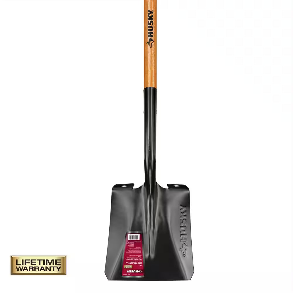 47 In. L Wood Handle Carbon Steel Transfer Shovel with Grip