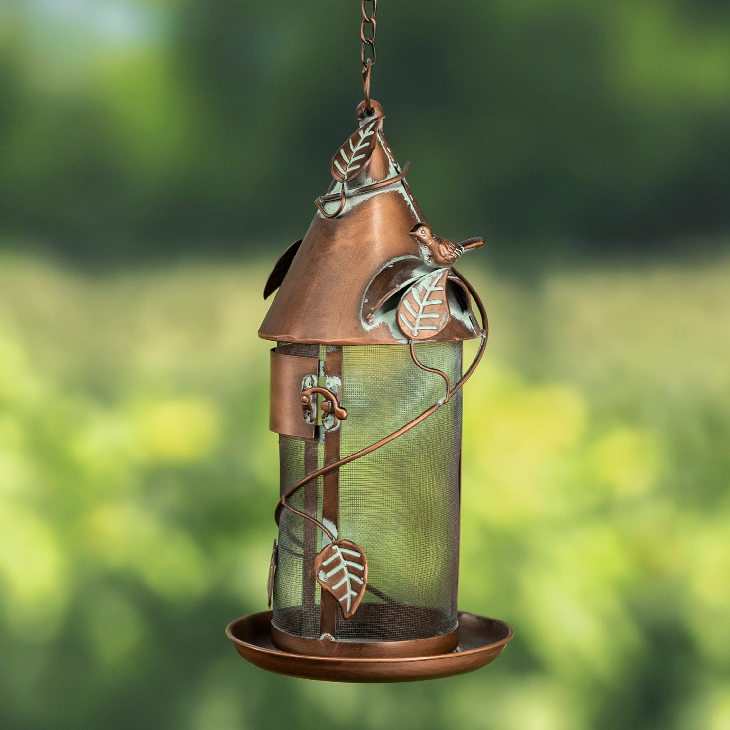 Hanging Iron Bird Feeder with Antique Copper Finish "Silo" Item #: LS213031
