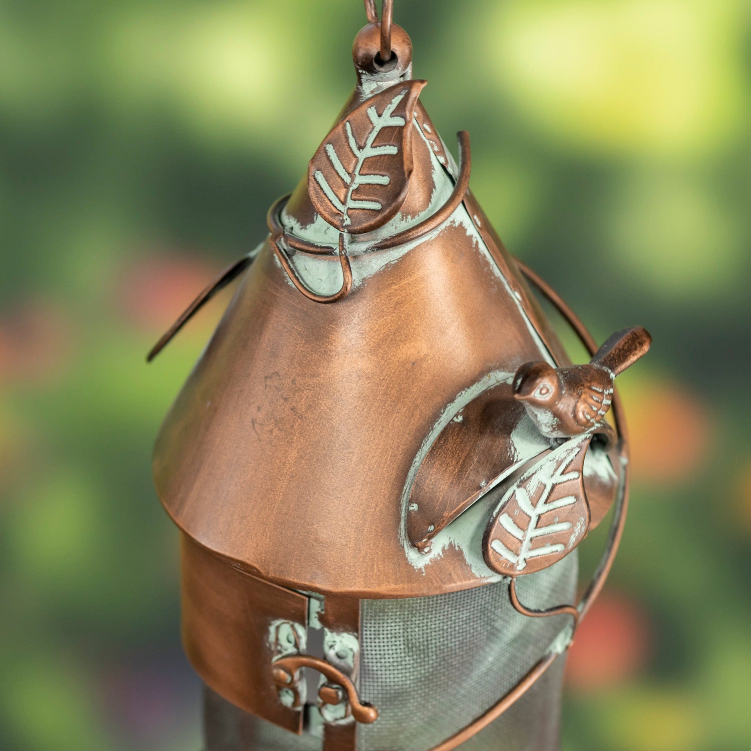 Hanging Iron Bird Feeder with Antique Copper Finish "Silo" Item #: LS213031