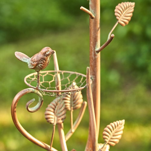 65" Tall Antique Copper Teapot Birdhouse Garden Stake "Square Teapot" Item #: ZR113168-2