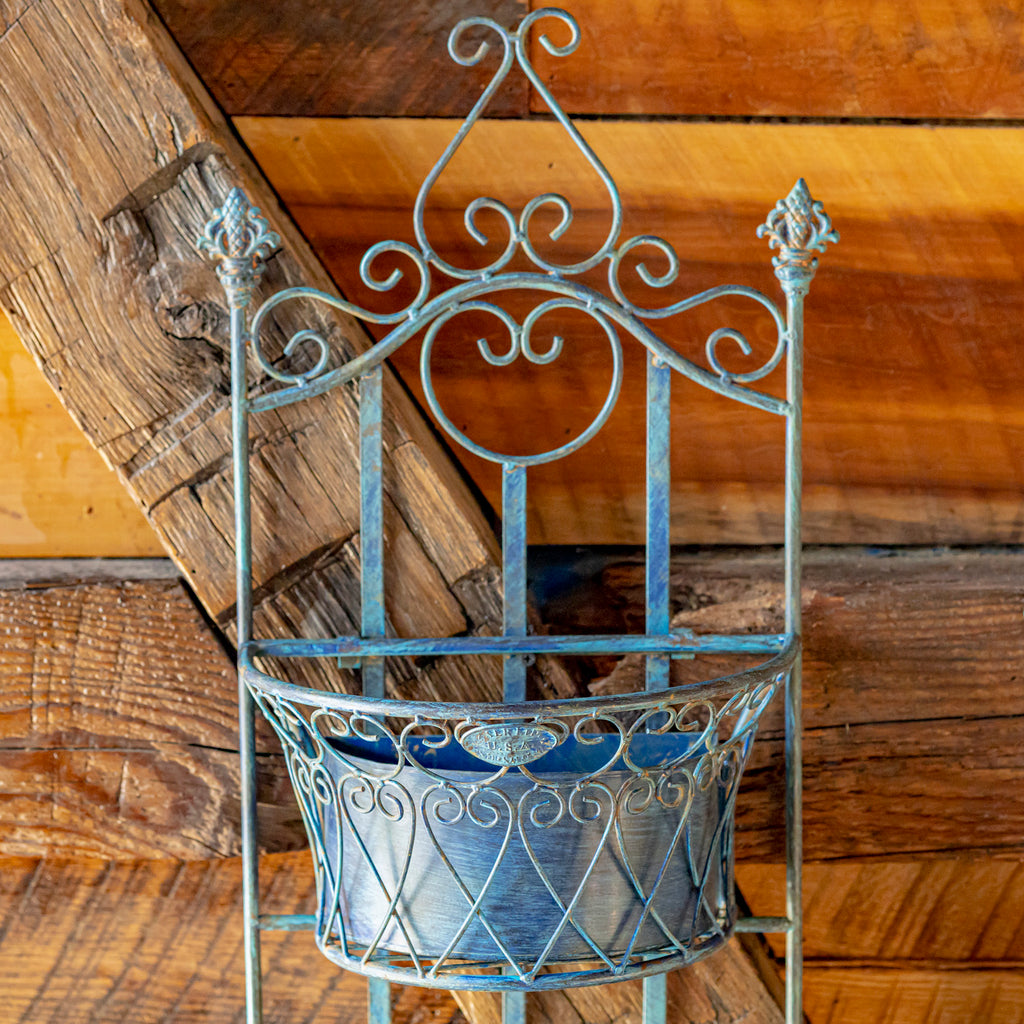 Set of 2 Dual Wall Hanging Planters with Removable Baskets in Conalt Blue "London 1820"