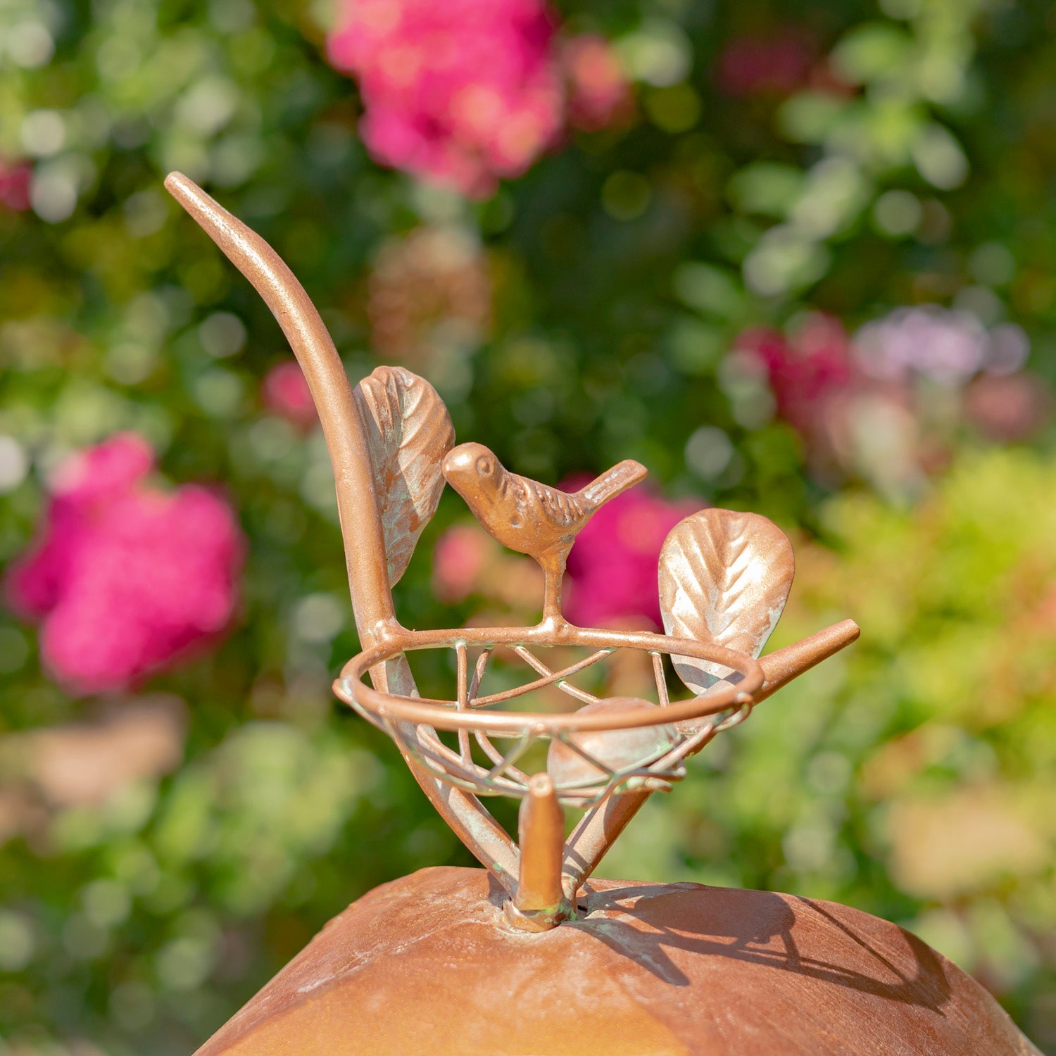 64.75" Tall Antique Copper Finished Iron Birdhouse Stake with Square Roof Item #: ZR173714-B