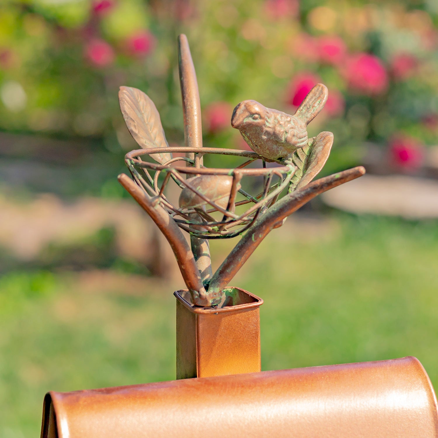 64.25" Tall Antique Copper Finished Iron Birdhouse Stake with A-Frame Item #: ZR173714-C