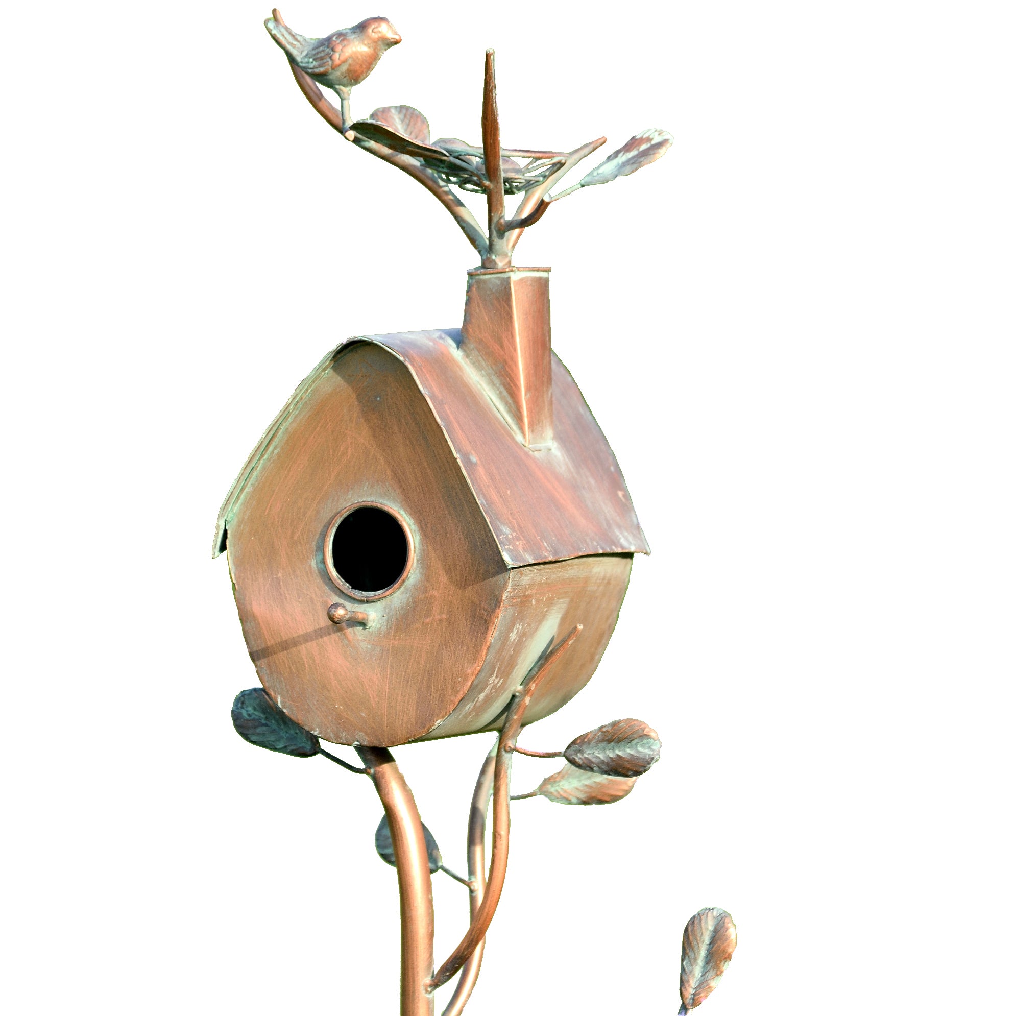 64.25" Tall Antique Copper Finished Iron Birdhouse Stake with A-Frame Item #: ZR173714-C