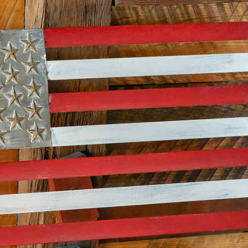 "Proud to Be an American" Flag Iron Garden Bench Item #: ZR190028