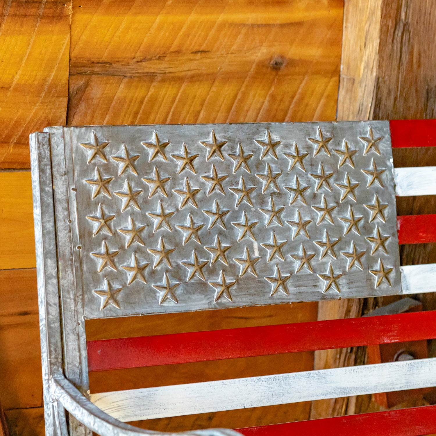 "Proud to Be an American" Flag Iron Garden Bench Item #: ZR190028