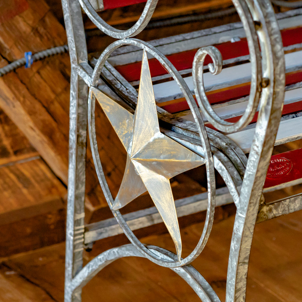 "Proud to Be an American" Flag Iron Garden Bench Item #: ZR190028