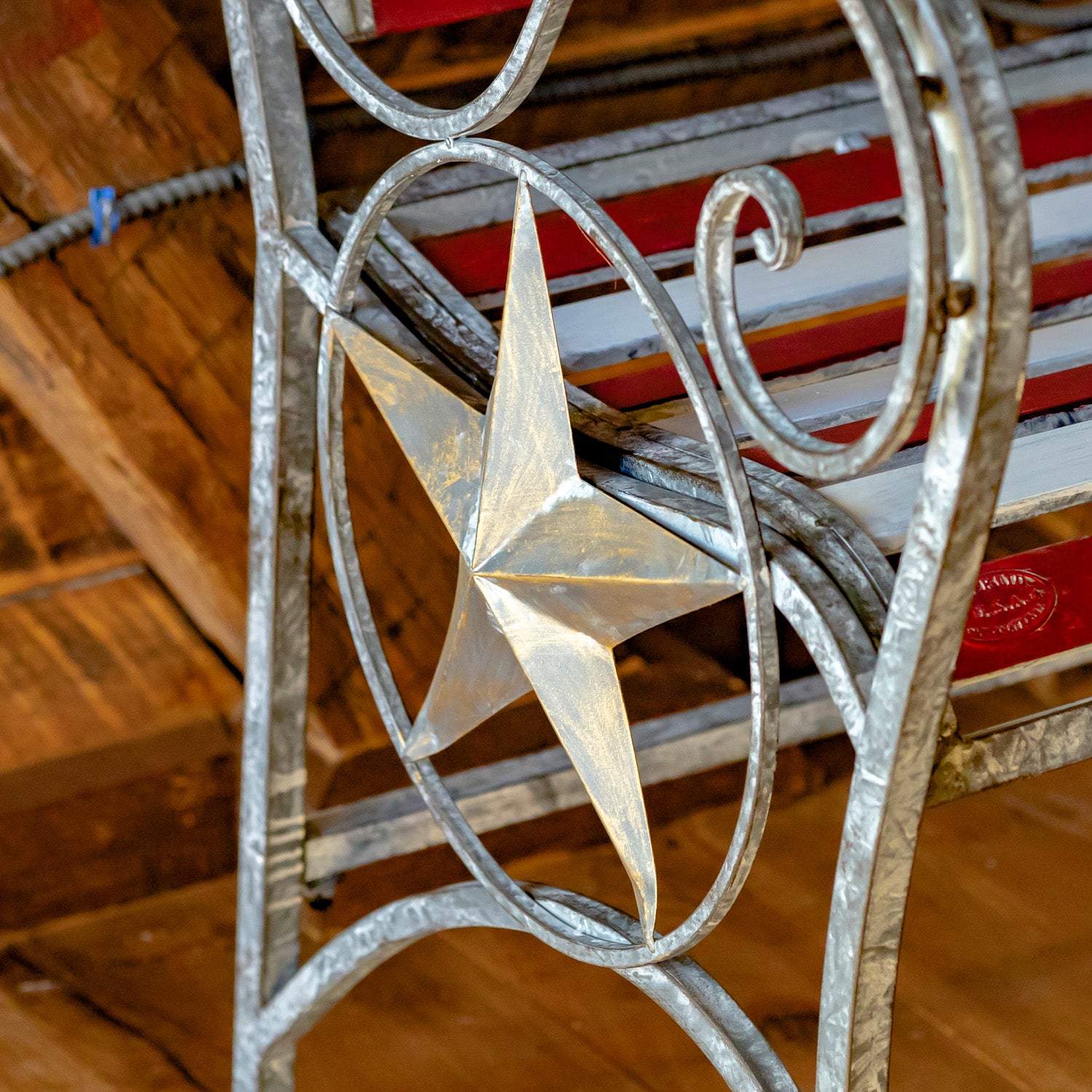 "Proud to Be an American" Flag Iron Garden Bench Item #: ZR190028