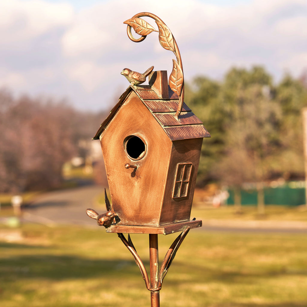 69.75" Tall Antique Copper "Saran" Birdhouse Stake "Holly" Item #: ZR192025-B