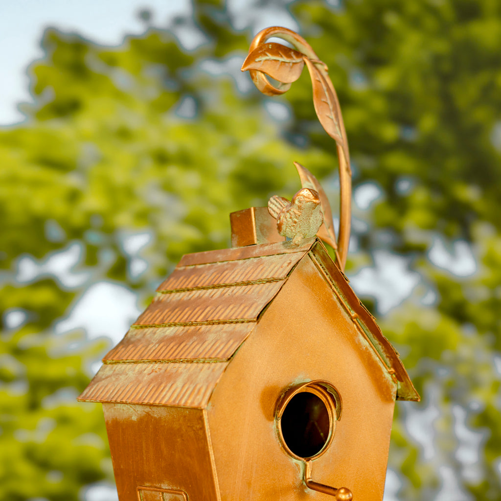 69.75" Tall Antique Copper "Saran" Birdhouse Stake "Holly" Item #: ZR192025-B