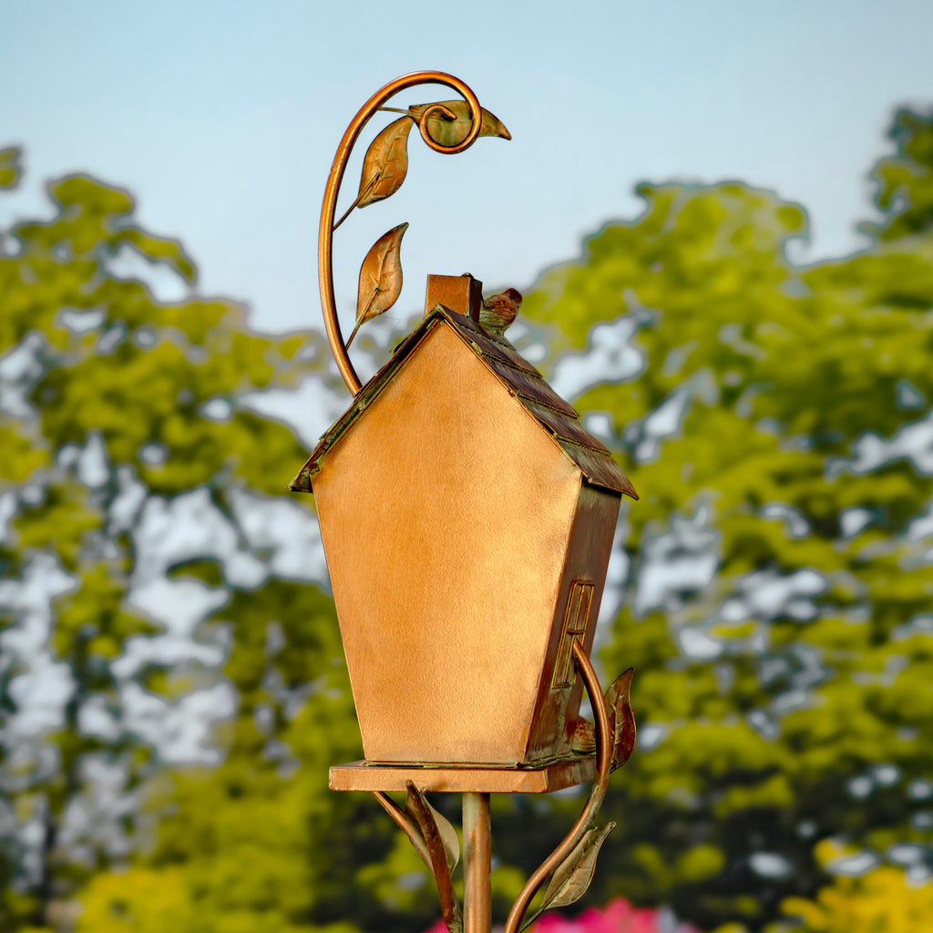 69.75" Tall Antique Copper "Saran" Birdhouse Stake "Holly" Item #: ZR192025-B