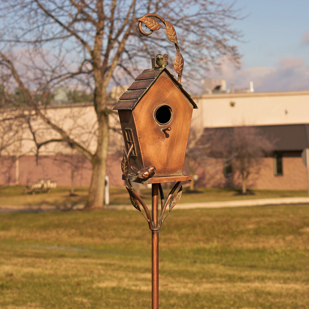 69.75" Tall Antique Copper "Saran" Birdhouse Stake "Holly" Item #: ZR192025-B