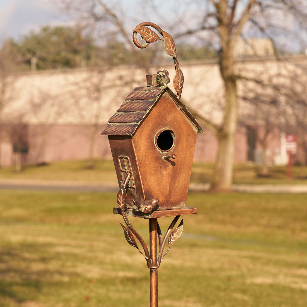 69.75" Tall Antique Copper "Saran" Birdhouse Stake "Holly" Item #: ZR192025-B