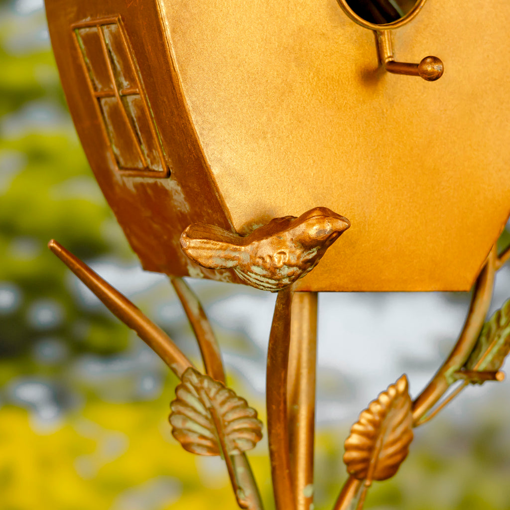 69" Tall Antique Copper Saran Birdhouse Stake "Sheila" Item #: ZR192025-D