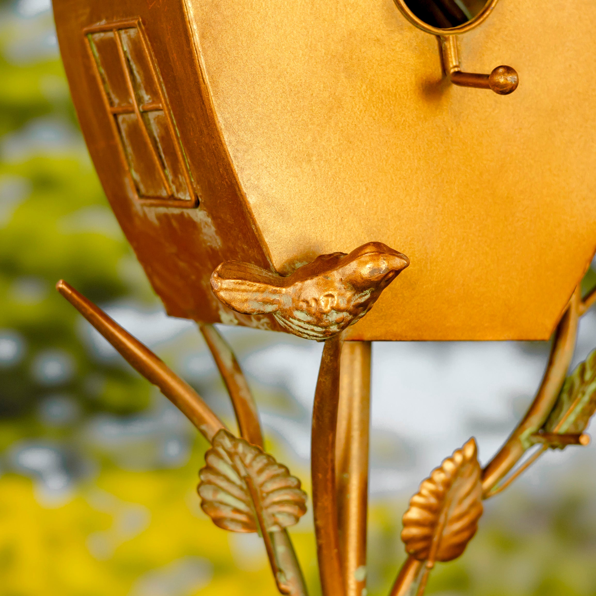 69" Tall Antique Copper Saran Birdhouse Stake "Sheila" Item #: ZR192025-D