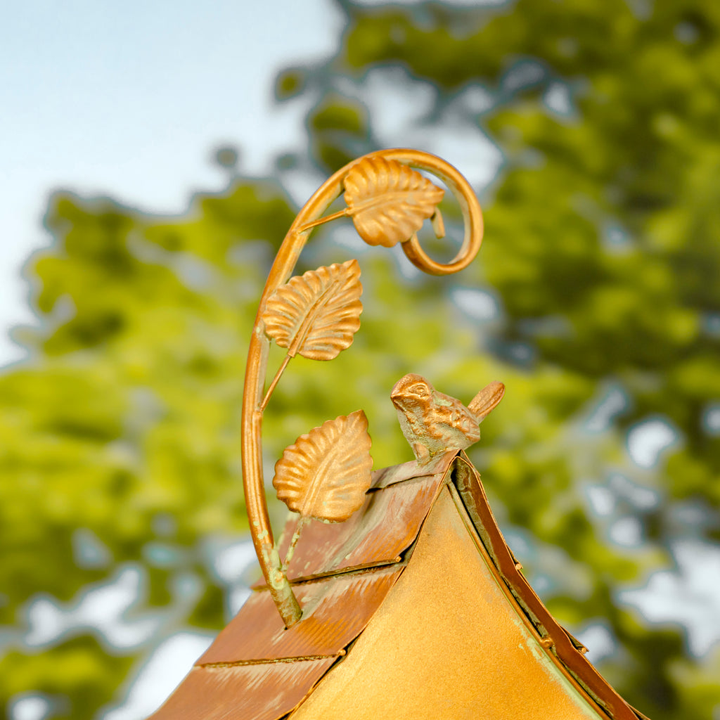 69" Tall Antique Copper Saran Birdhouse Stake "Sheila" Item #: ZR192025-D