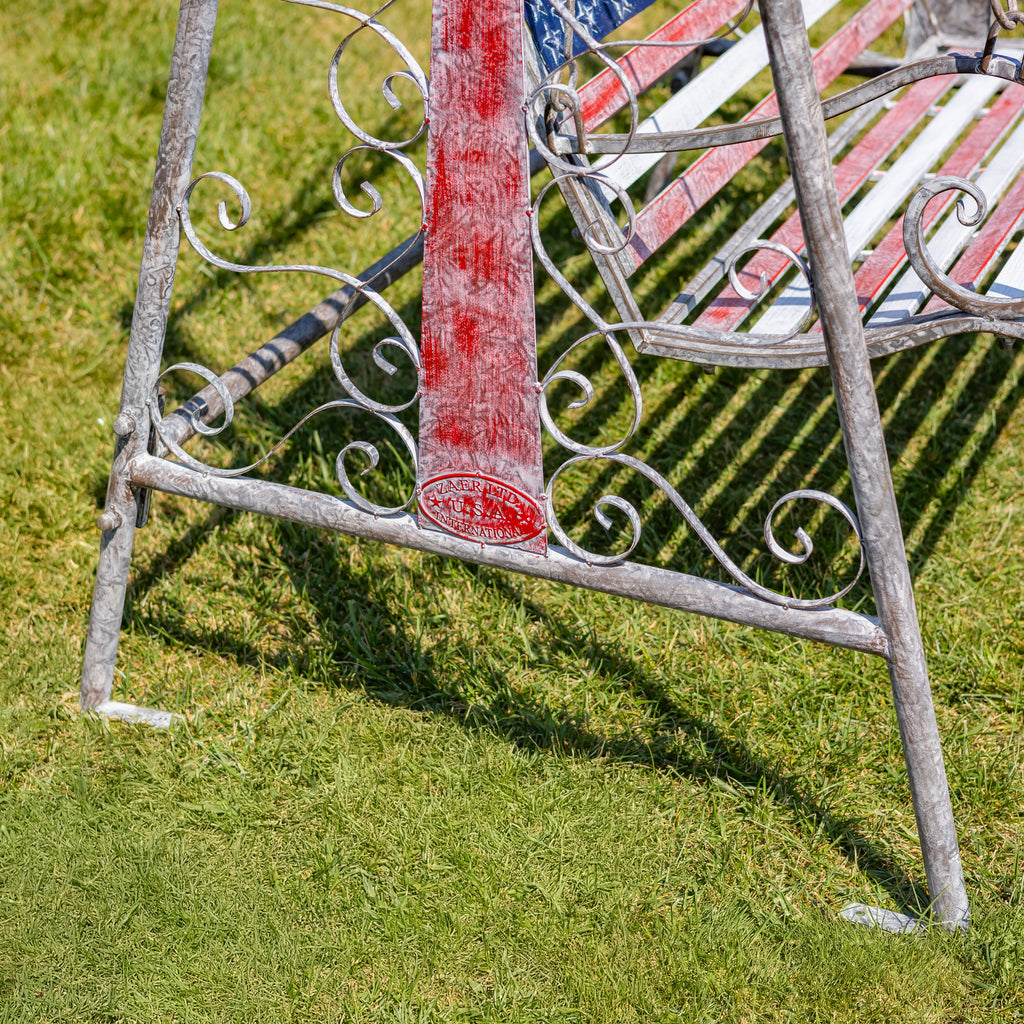 72.5" Tall American Flag Iron Swing Bench "Betsy" Item #: ZR200539
