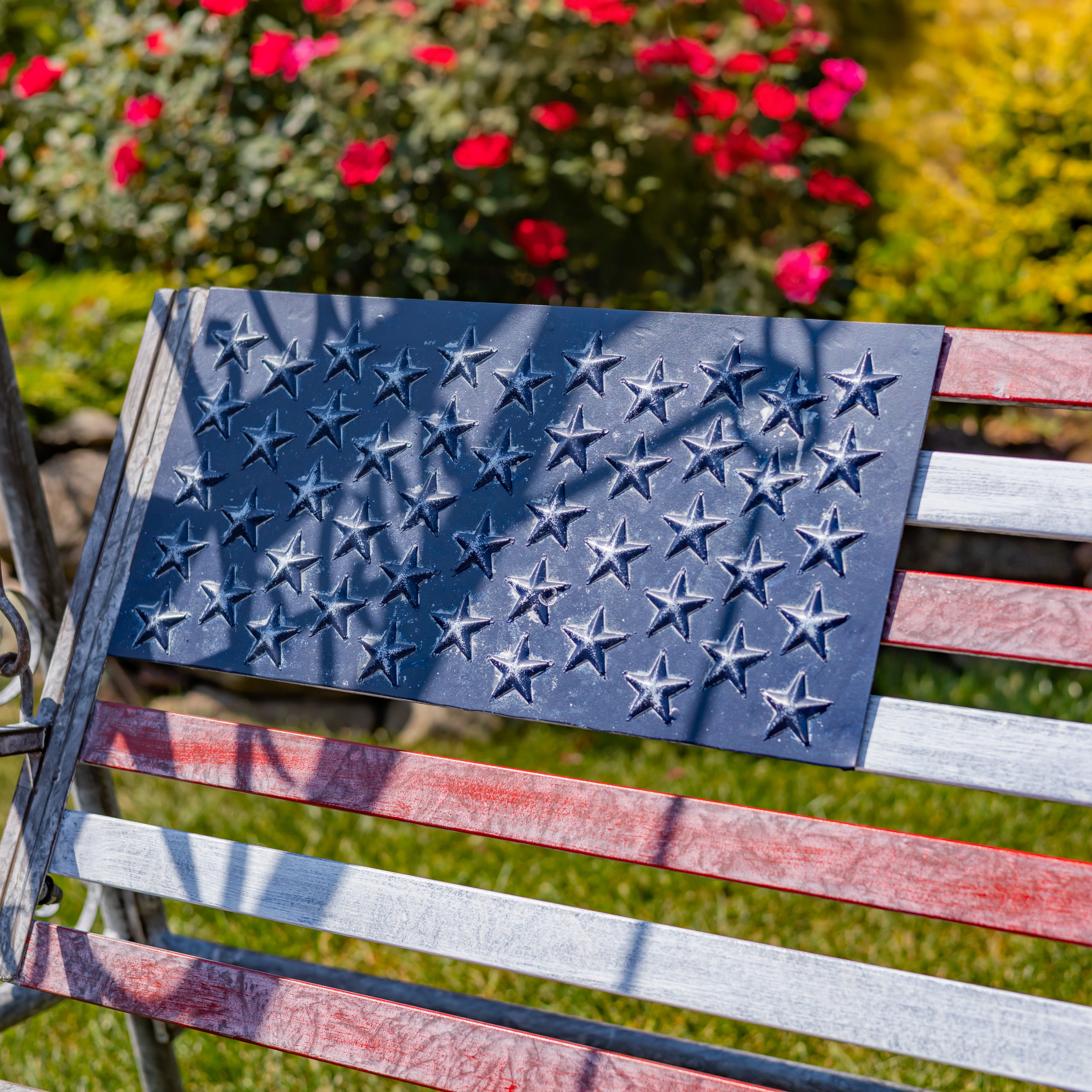 72.5" Tall American Flag Iron Swing Bench "Betsy" Item #: ZR200539