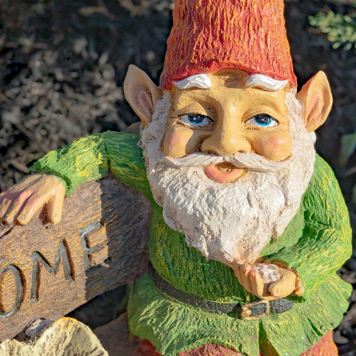 15.35" Tall Spring Garden Gnome with Welcome Sign, Birds and Birdbath Item #: ZR244715