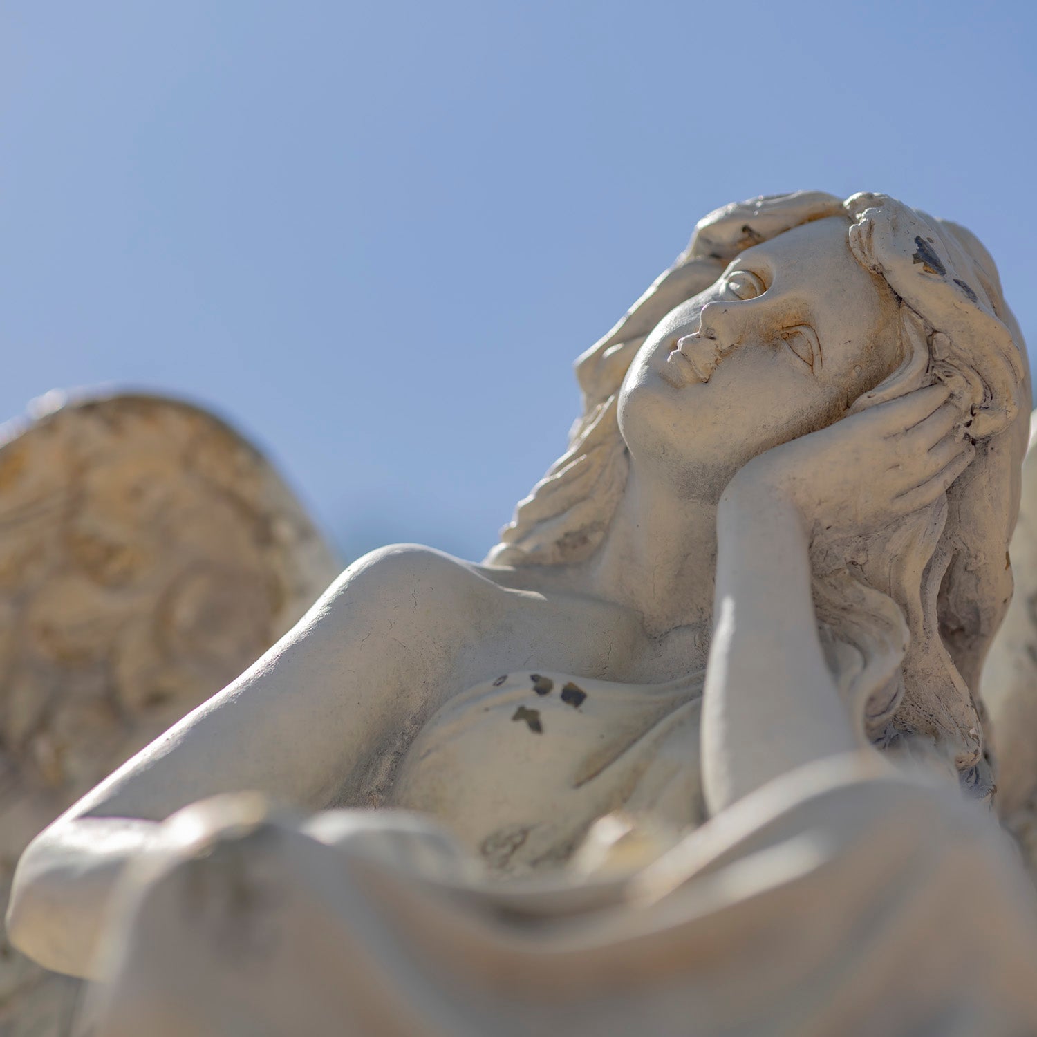 30.7" Tall Magnesium Angel Statue Sitting on Pillar in Ant. Grey "Nicole Alyse" Item #: ZR342922-GY