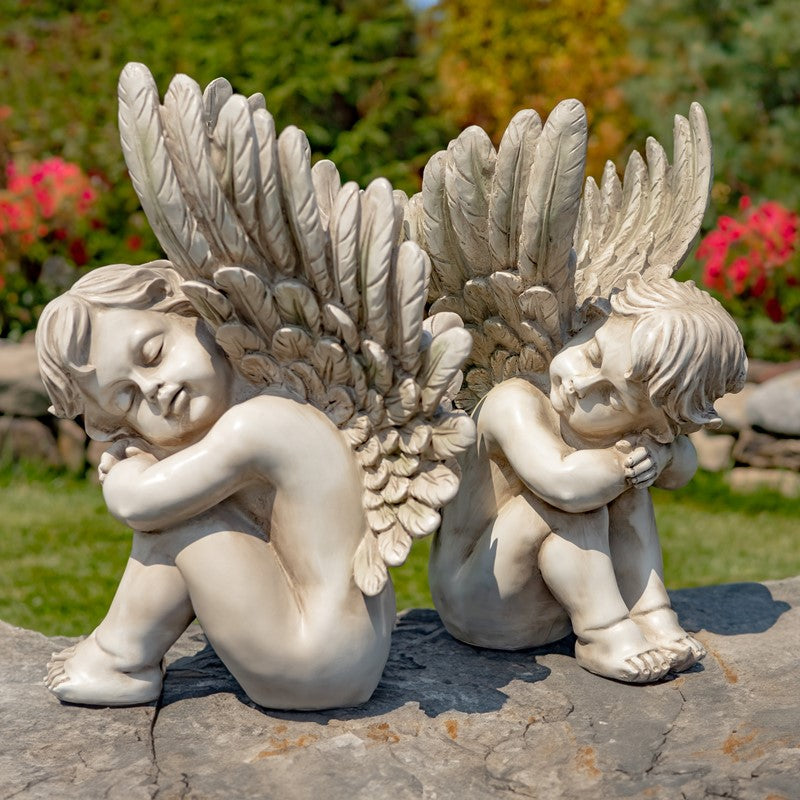 Set of Two 20.5" Tall Sitting Magnesium Cherub Statues "Thomas & James Item #: ZR200805-SET