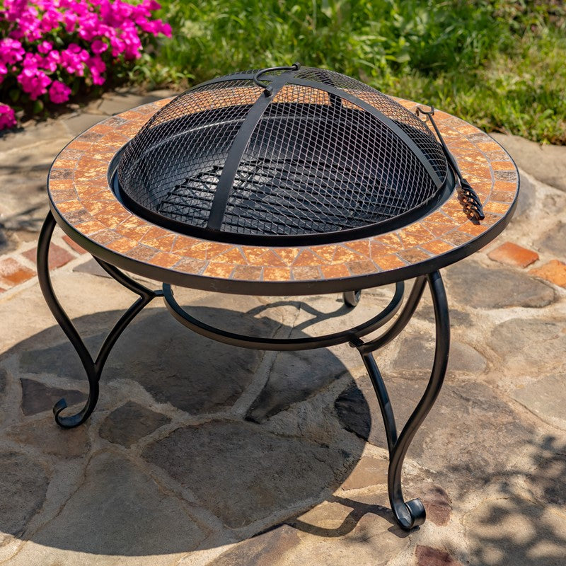 32.6"D. Round Mosaic Tile Metal Fire Pit "Shenandoah" Item #: ZR803682-A