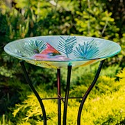 18" Glass Bowl Cardinal Birdbath with Metal Stand "Kentucky" Item #: ZR180909