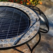 32.6"D. Round Mosaic Tile Metal Fire Pit "Boulder" "St. Augustine" Item #: ZR803682-D