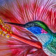 18" Glass Bowl Hummingbird Birdbath with Metal Stand "Rhode Island" Item #: ZR180905