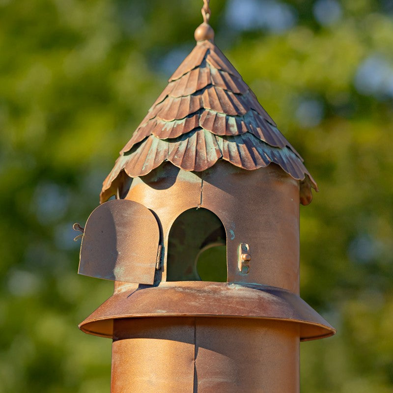 Set of 4 Asst Copper Hanging Birdhouse Feeder Wind Chimes "Homestead Collection" Item #: ZR235021-4-SET