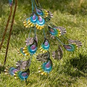 Set of Two 35" Tall Standing Colorful Iron Peacocks Item #: ZR140220-SET