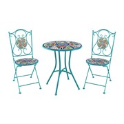 "Baton Rouge" Three Piece Mosaic Bistro Set - Blue, Green & Red Item #: ZR850914-61-SET