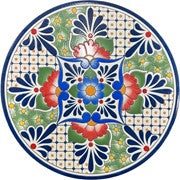 "Baton Rouge" 22in. Tall Mosaic Pedestal Plant Stand - Blue/Green/Red Item #: ZR850915